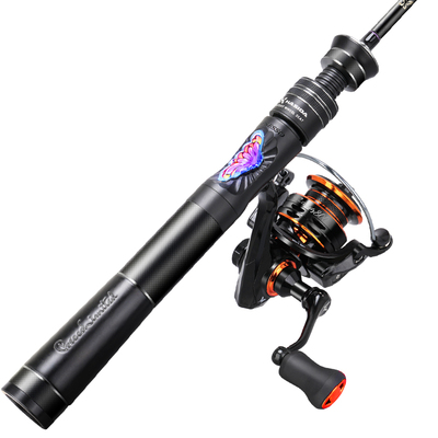 哈斯达蝴蝶多节竿富士sic环实心竿稍ul玻纤弹射杆四节便携微物竿