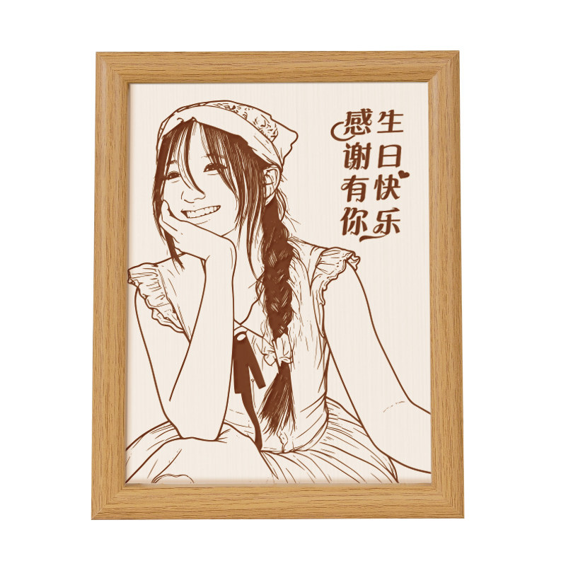 生日礼物情人节礼品照片木刻画定制女生朋友送闺蜜老婆实用纪念框