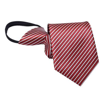 拉链款男领带商务条纹红色正西装