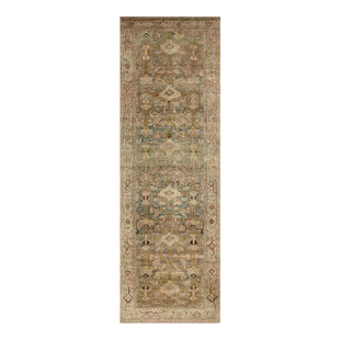 山川嘉境原创咖色做旧客厅卧室走廊装饰毯复古印花美式民族风地毯