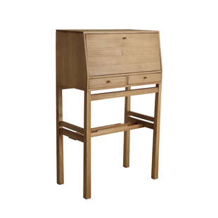 润家家居复古实木边柜原木风简约日式梳妆台卧室床边桌翻盖收纳柜