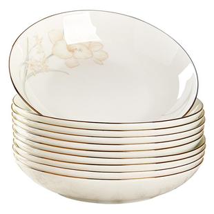 骨瓷盘子菜盘家用新款高级感轻奢餐具饭盘微波炉专用陶瓷碗碟套装