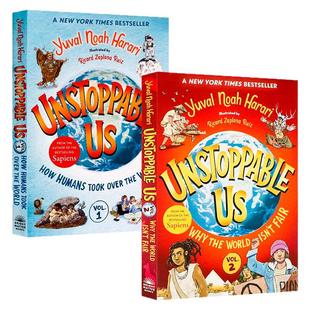 漫画版势不可挡的人类2册  英文原版 How Humans Took Over the World 我们如何掌控世界/世界为何不公平 人类简史 儿童插图历史