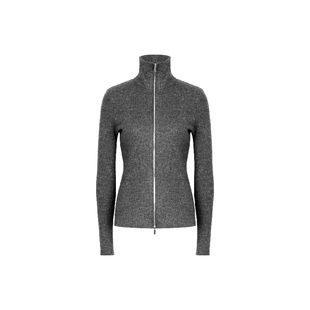 Unawares.极简设计修身高领竖坑条针织开衫