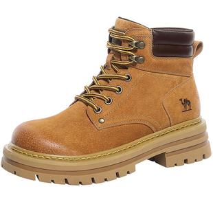 骆驼马丁靴女鞋春夏短筒靴子女厚底增高大黄靴登山鞋