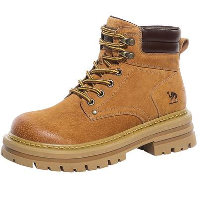 骆驼工装靴加绒马丁靴女