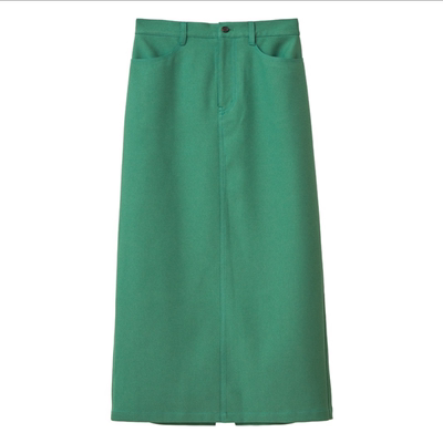 百搭显瘦后开叉高腰直筒半身裙