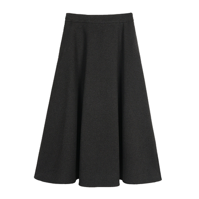 MULVAN【现货7.5折】 夜曲垂坠 卡其色高腰a字半身裙女气质伞裙