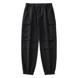 男士冬季加绒工装裤男新款男裤加厚纯棉裤子休闲裤束脚运动裤宽松