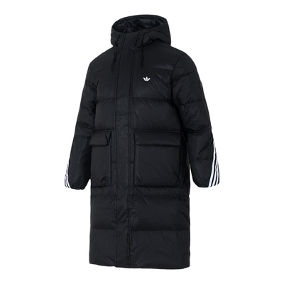 阿迪达斯过膝长款羽绒服男女款25冬季三叶草加厚羽绒外套KC2564