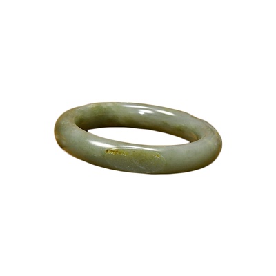 紫润轩新疆和田玉籽料手镯青玉连年有余56 7MM珠宝玉石珍藏