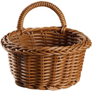 仿藤编厨房姜蒜收纳筐玄关门背门后钥匙收纳盒壁挂装饰篮挂墙花篮