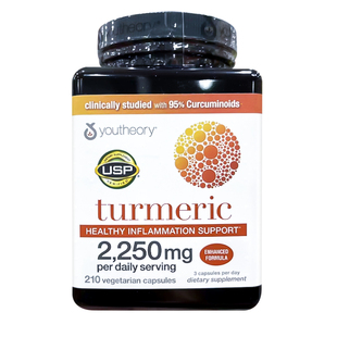 美国直邮 Youtheory Turmeric姜黄素胶囊高浓度熬夜护旰解酒210粒