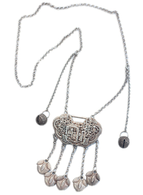 福禄寿喜仿古古风长命锁流苏项链