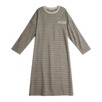 猫人带胸垫睡裙女春秋季纯棉条纹长袖高级感家居服睡衣裙子可外穿