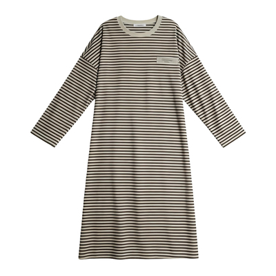 猫人带胸垫睡裙女春秋季纯棉