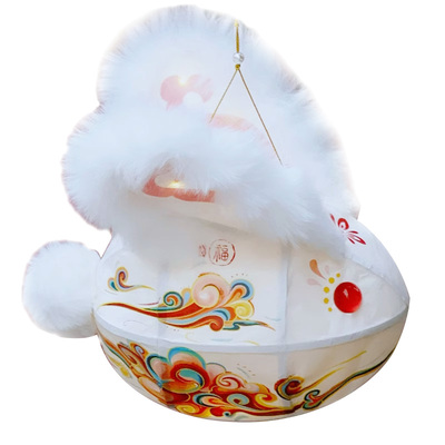 中秋宫灯布哆哆纸质兔子