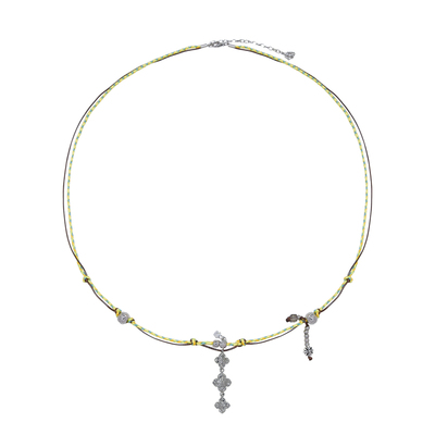 AWE穆祉丞同款鸢尾花编绳项链女