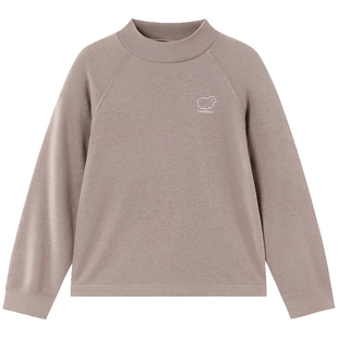 [羊毛天丝]英氏儿童半高领打底衫秋冬款女童男童秋衣保暖上衣T恤