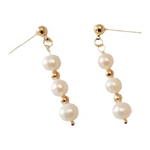 手工原创百搭耳环女天然淡水珍珠防过敏甜美气质一字设计耳钉