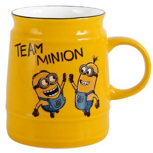 杯子陶瓷带盖盖子卡通儿童家用陶瓷杯水杯喝水大容量小黄人马克杯