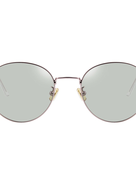 超轻复古椭圆框浅灰色女太阳镜