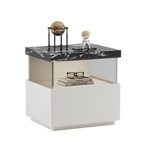 免安装意式极简岩板床头柜高级感卧室黑色悬浮式家用设计感床边柜