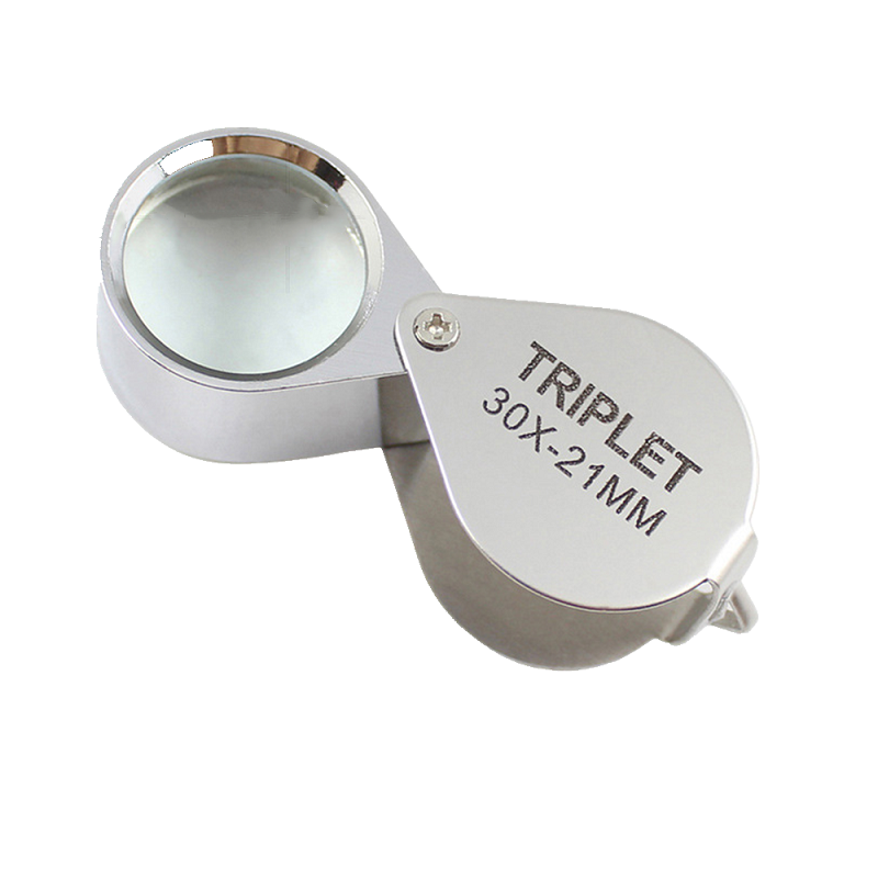 30倍折叠式全金属珠宝古董鉴赏放大镜礼盒包装 30x21银色玉器高倍