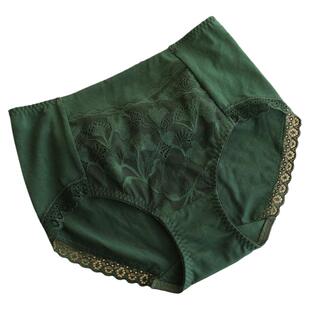 日系内裤大码莫代尔棉高腰舒适蕾丝边包臀女士三角裤头纯棉裆透气