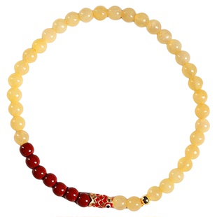 【杭州灵隐】锦鲤上岸蜜蜡米黄玉转运男手串朱砂好运平安女款手链