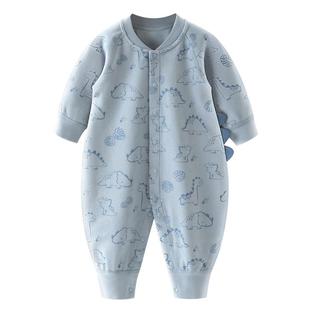 【舒绒棉】汤尼倍儿婴儿长袖连体衣春秋季男宝宝外出保暖衣服哈衣
