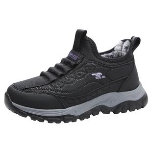 冬季老北京棉鞋女冬保暖加绒一脚蹬老人鞋子轻便防滑老年人妈妈鞋