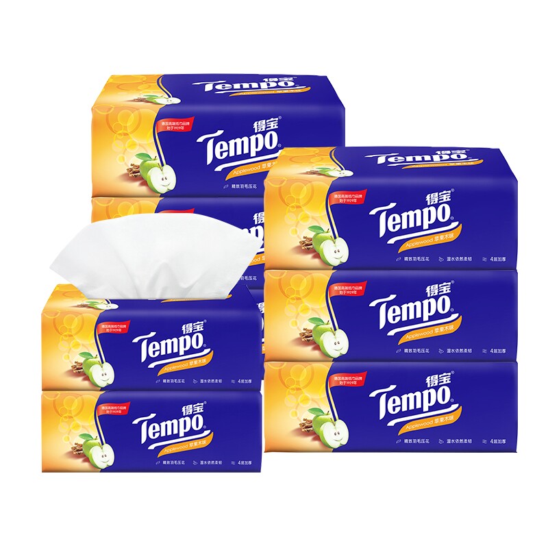 Tempo得宝杉青木4层羽毛压花抽纸
