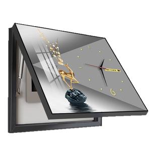 创意电表箱装饰画带钟表免打孔配电箱遮挡箱现代简约电子钟挂画