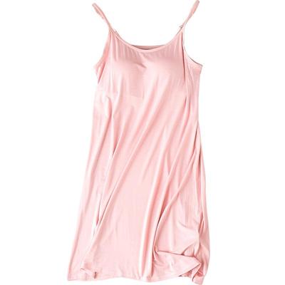 胸垫吊带裙长款莫代尔背心