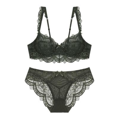 法式有钢圈超薄蕾丝大胸显小文胸