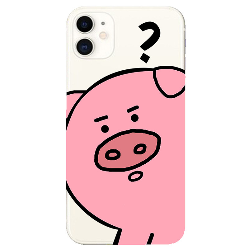 可爱猪头适用15苹果14手机壳iphone13透明14pro全包max防摔14promax硅胶保护套ip11/12