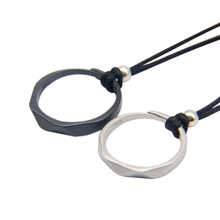 朝暮情侣戒指项链女学生党闺蜜黑白纯银一对小众纪念礼物对戒刻字