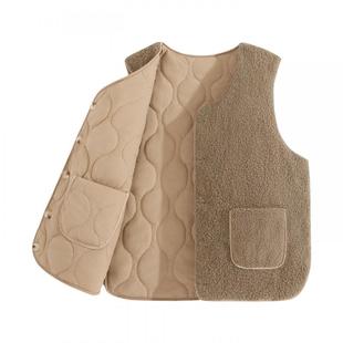 都市丽人摇粒绒马甲女款2025新款冬外穿时髦洋气加绒厚保暖背心Y