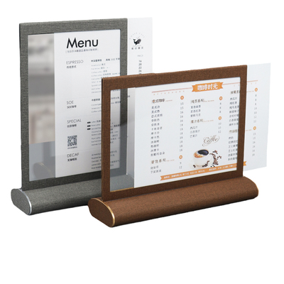 桌摆A4菜单餐牌架菜谱酒水标价价格牌T型桌签家具牌皮质台卡广告宣传牌底座摆台展示个性台牌亚克力立式桌牌