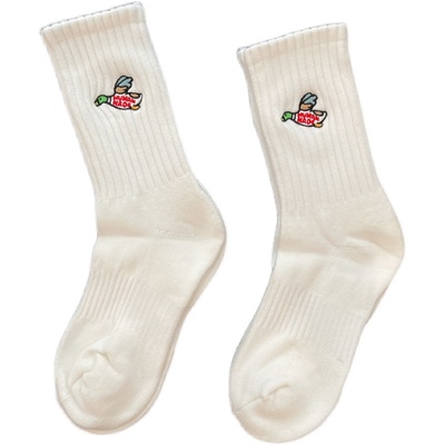 中筒袜余文乐港风小鸭子刺绣