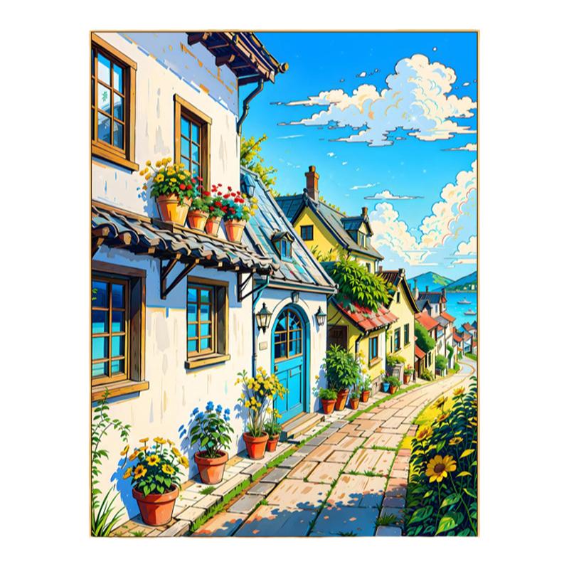 diy数字油画涂鸦填充填色风景