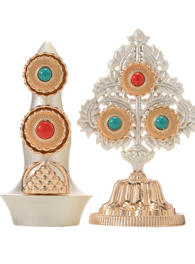 藏老喵铜摆件彩绘食子酥油花摆件