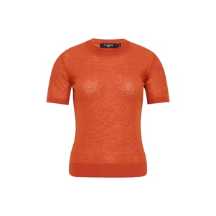 oneup羊毛短袖毛衣卷边长袖针织衫两件套叠穿t恤女春季通勤上衣