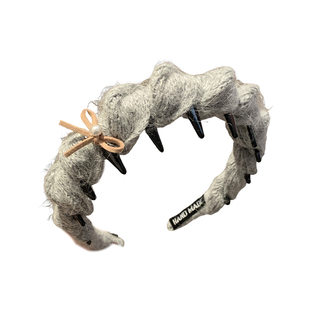 灰色兔毛针织蝴蝶结带齿发箍女高颅顶洗脸敷面膜头箍发卡头饰秋冬