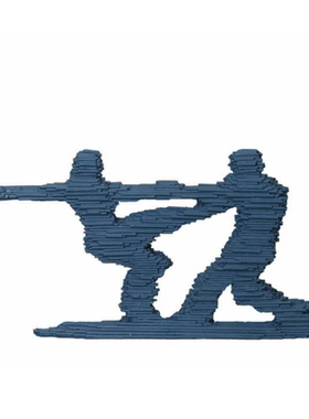 侘寂风花样滑冰人物动作砂岩摆件