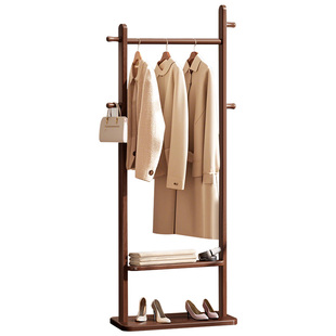 中式实木挂衣架落地卧室家用衣帽架房间小型不占空间挂衣服的架子