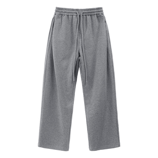TOMATOPAPA休闲长裤加厚宽松纯色直筒裤垂感阔腿裤运动男士卫裤