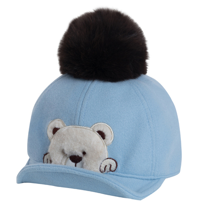 儿童毛呢鸭舌帽嘟嘟啦男童可爱小熊保暖遮阳帽女孩加厚棒球帽韩版