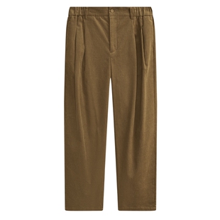 MODE COMMUTER| MC100%棉坑条灯芯绒半橡筋腰直插袋阔腿梭织长裤